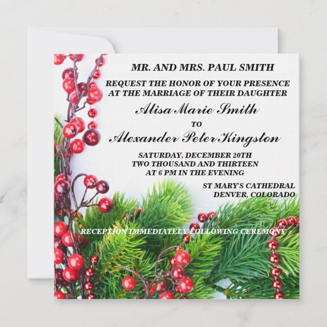 Christmas Winter Wedding invitations Announcements (Front)