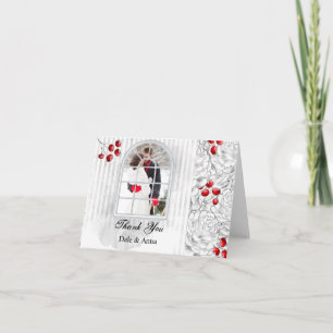 Christmas Winter Wedding Photo Thank You Card