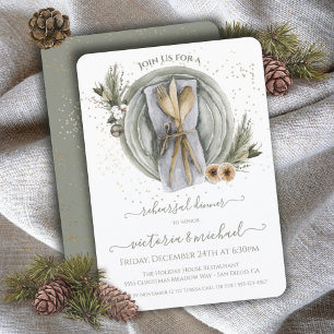 Christmas Winter Wedding Rehearsal Dinner Invitation