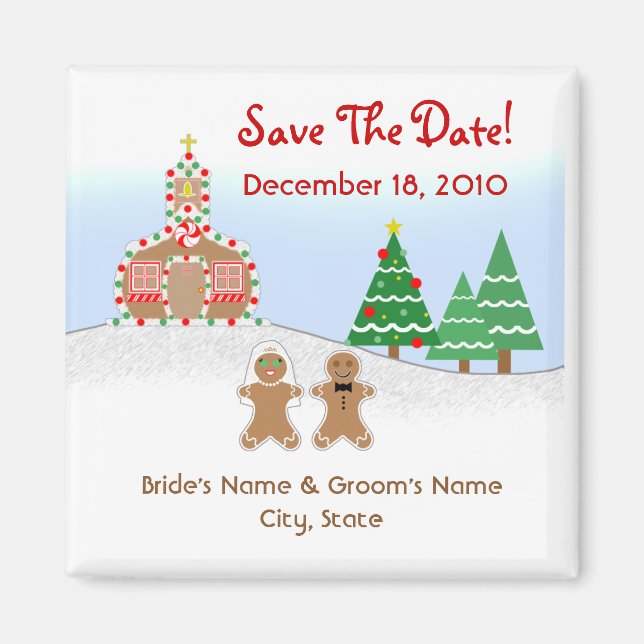 Christmas / Winter Wedding Save The Date Magnet (Front)