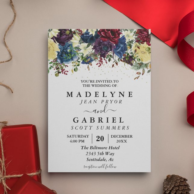 Christmas Winter Wedding Watercolor Floral Invitation (Creator Uploaded)