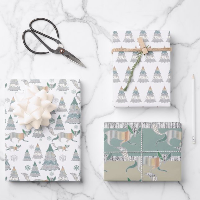 Christmas Winter Wonder Tree Wrapping Paper Sheet (Front)