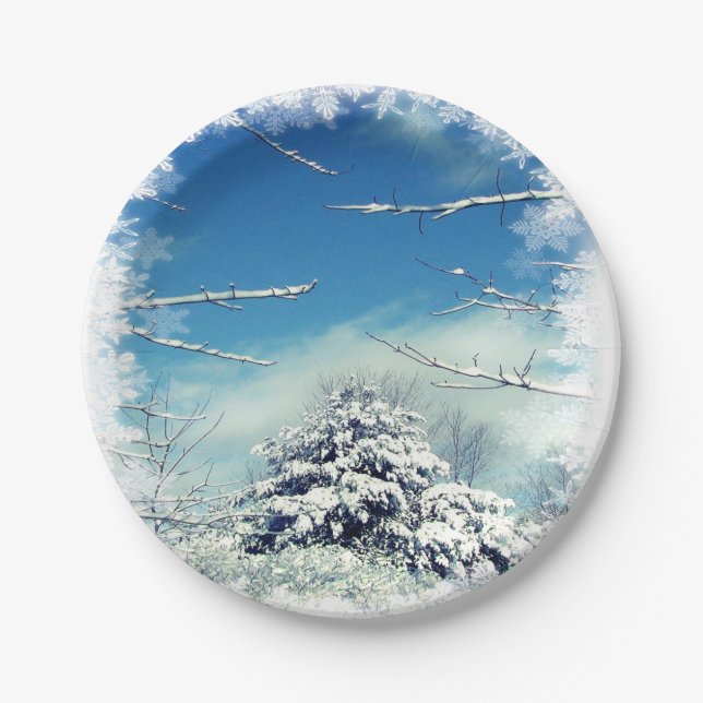 Christmas Winter Wonderland 7 Inch Paper Plates (Front)