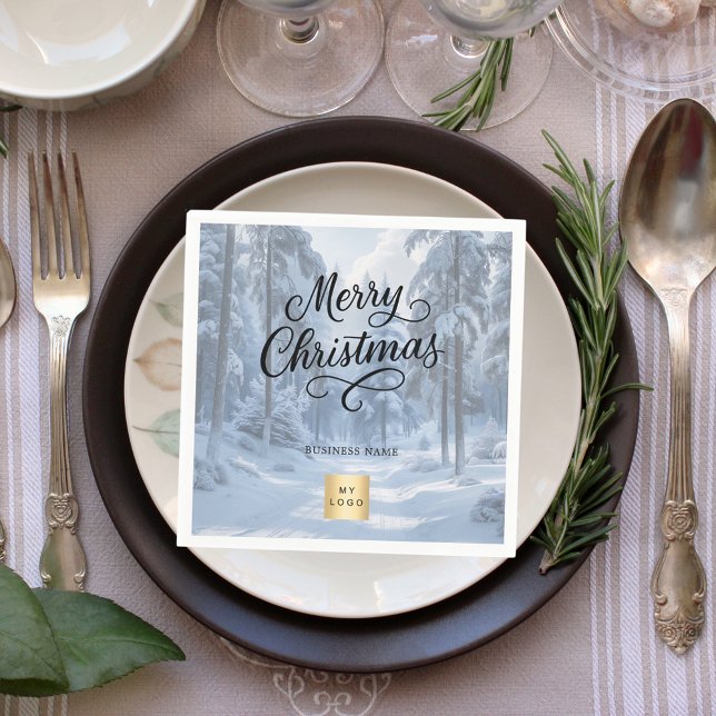 Christmas winter wonderland business logo napkin (Creator Uploaded)