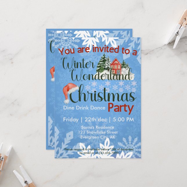 Christmas Winter Wonderland Corporate Party Invitation (Front/Back In Situ)