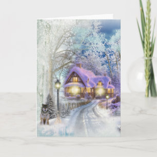 Christmas Winter Wonderland Cottage Holiday  Card