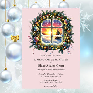 Christmas Winter Wonderland Rosy Pink Invitation
