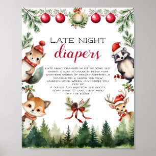 Christmas Winter Woodland Animals Poster