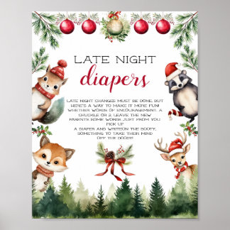Christmas Winter Woodland Animals Poster