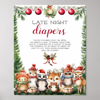 Christmas Winter Woodland Animals Poster