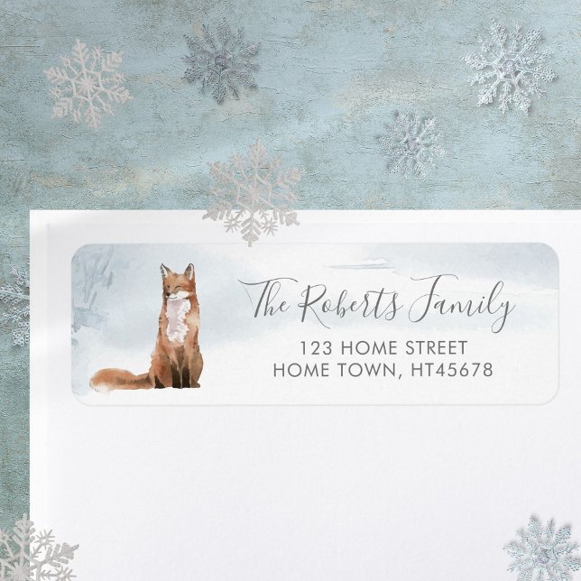 Christmas Winter Woodland Scene Fox (Christmas Winter Woodland Scene Fox Label)