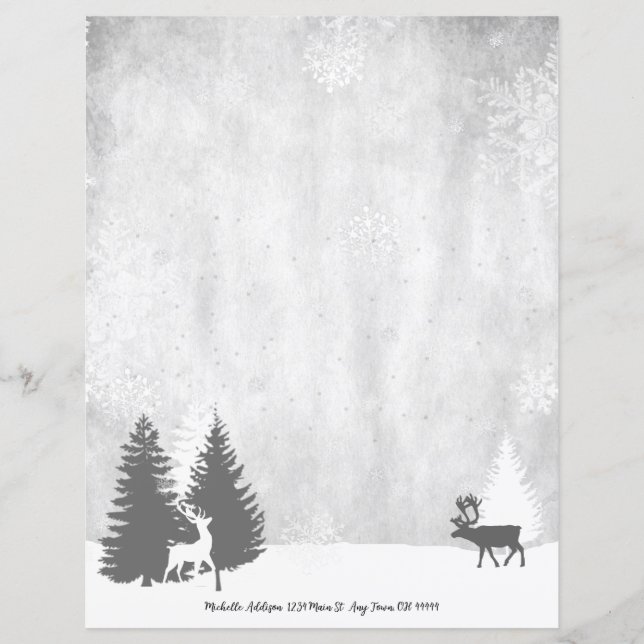 Christmas Winterscape Personalise Stationery Paper (Front)