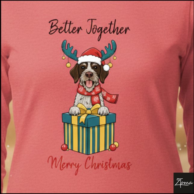 Christmas Wirehaired Pointer Reindeer Gift Graphic Tri-Blend Shirt (Creator Uploaded)