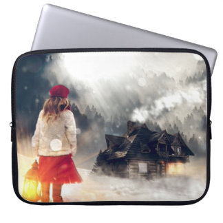 Christmas Wish Snow House Laptop Sleeve