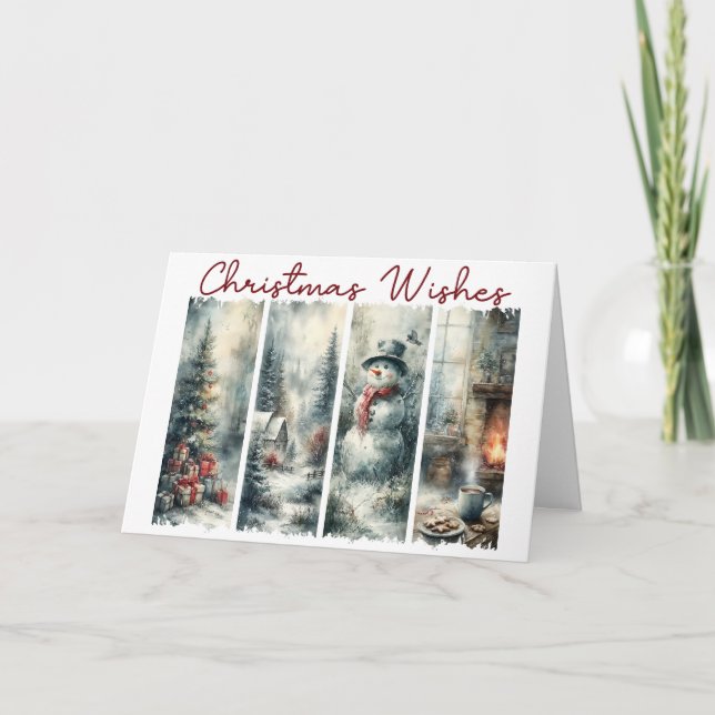 Christmas Wishes 4 Panel Scenic Winter  Card (Front)