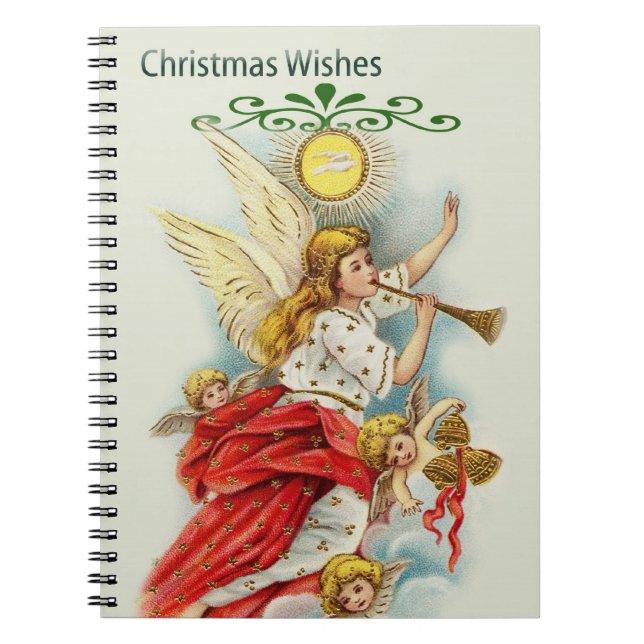 Christmas wishes angels spiral notebook (Front)