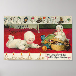 Christmas Wishes Baby and Toys Poster