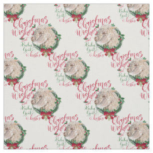 Christmas Wishes Baby Goat Kisses Angora Goat Fabric