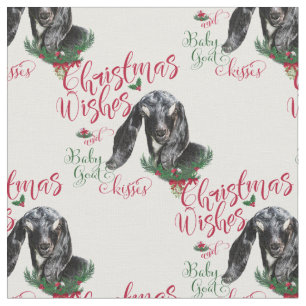 Christmas Wishes Baby Goat Kisses Nubian Goat Fabric