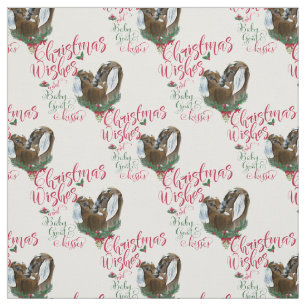Christmas Wishes Baby Goat Kisses Nubian Goats Fabric