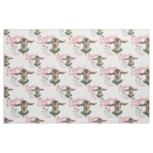 Christmas Wishes Baby Goat Kisses Toggenburg Goat Fabric