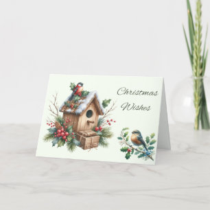 Christmas Wishes Birdhouse Christmas Card