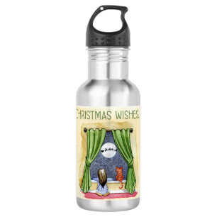 Christmas Wishes Cute Child & Kitty Cat Xmas 532 Ml Water Bottle