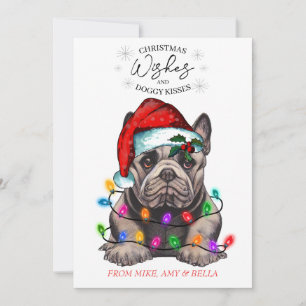 Christmas Wishes Dog Puppy Kisses Cute Pet Custom Holiday Card