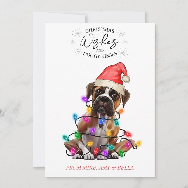 Christmas Wishes Dog Puppy Kisses Cute Pet Custom Holiday Card (Front)
