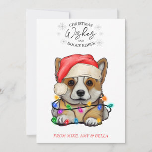 Christmas Wishes Dog Puppy Kisses Cute Pet Custom Holiday Card