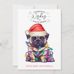 Christmas Wishes Dog Puppy Kisses Cute Pet Custom Holiday Card