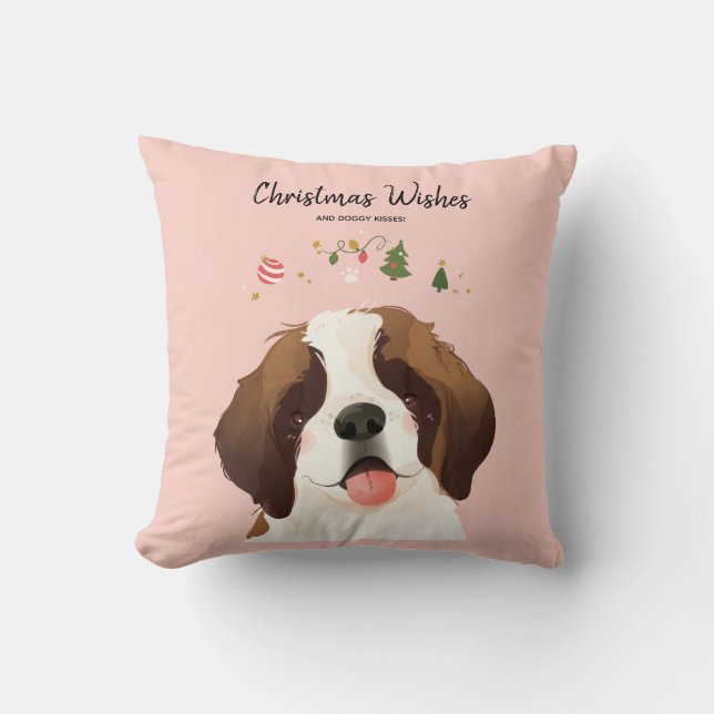Christmas Wishes & Doggy Kisses Tail Wag Cushion (Front)