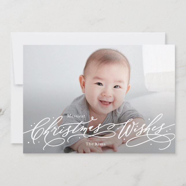Christmas Wishes Editable Colour Holiday Photo Car Card (Front)