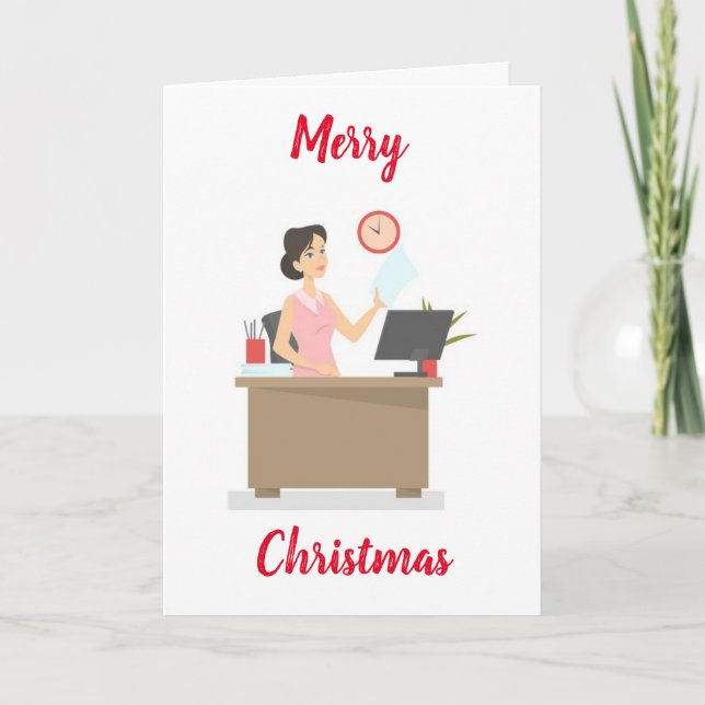 CHRISTMAS WISHES **FEMALE OFFICE WORKER" CARD (Front)