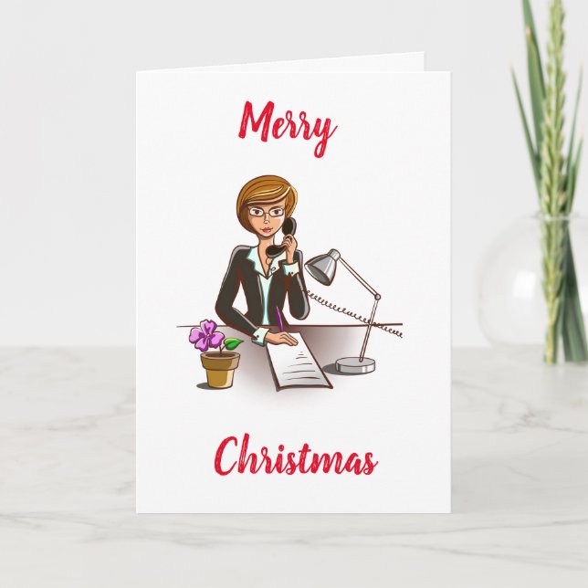 CHRISTMAS WISHES **FEMALE OFFICE WORKER" CARD (Front)