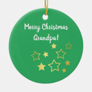 Christmas Wishes For Grandpa With Gold Stars Ceramic Tree Decoration
