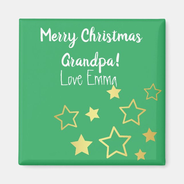 Christmas Wishes For Grandpa With Gold Stars Magnet (Front)
