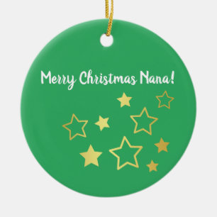 Christmas Wishes For Nana With Gold Stars Ceramic Tree Decoration