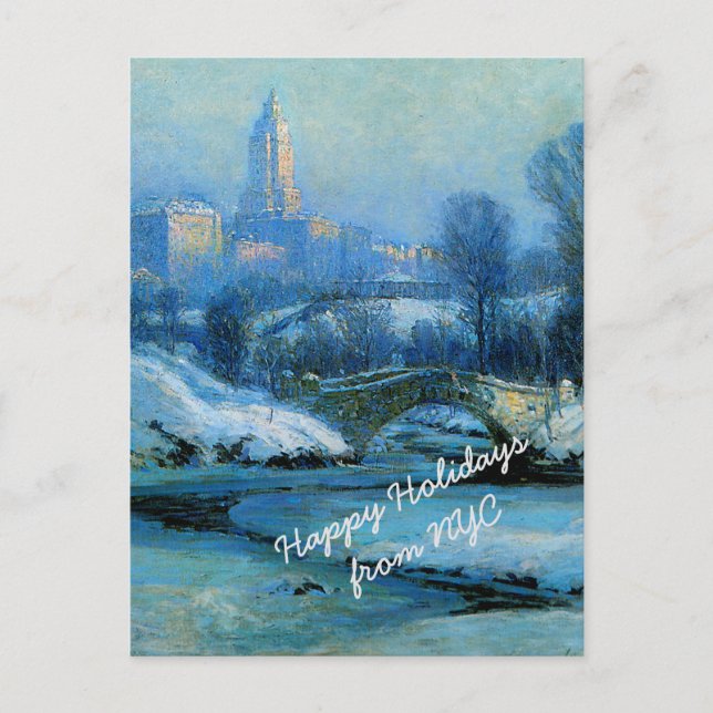 Christmas wishes from Central Park in WInter Holiday Postcard (Front)