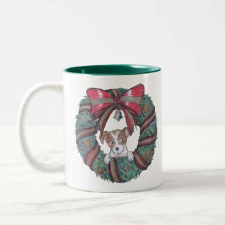 Christmas wishes from little puppy Two-Tone coffee mug