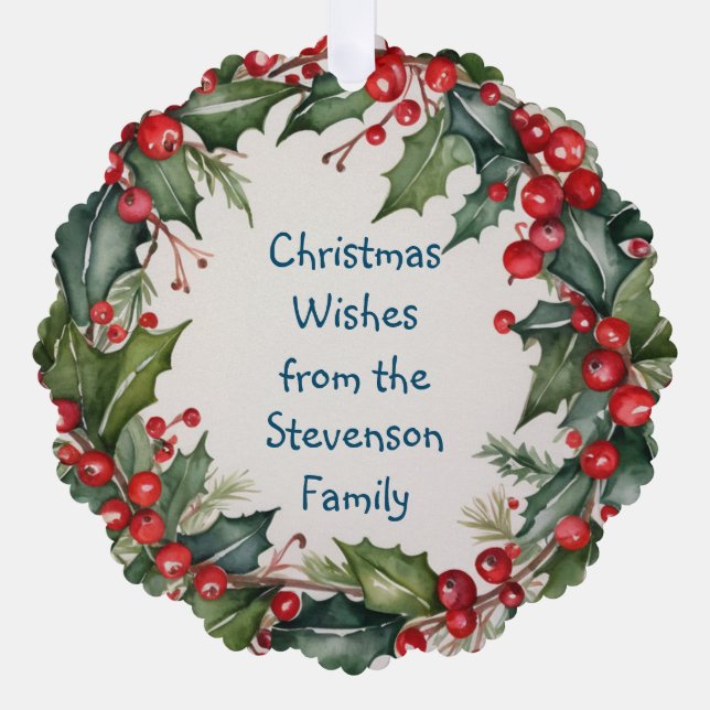 Christmas Wishes Greenery Wreath For All Tree Decoration Card (Front)