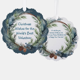 Christmas Wishes Greenery Wreath Volunteer Tree Decoration Card