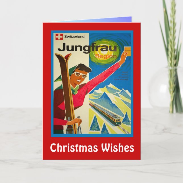 Christmas Wishes, Jungfrau, Switzerland Holiday Card (Front)