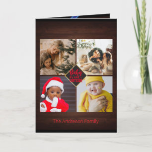 Christmas Wishes Lovely Wood Family Photo Collage Card