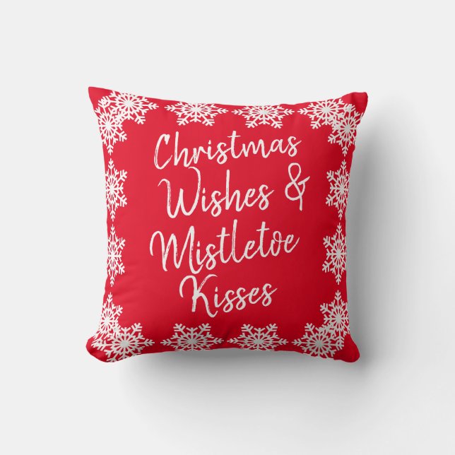 Christmas Wishes Mistletoe Kisses Family Memory Cushion (Front)