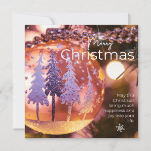 Christmas wishes on a pink ornament background #3 holiday card