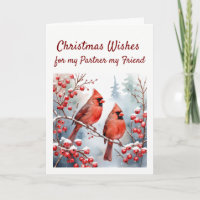 Christmas Wishes Red Cardinal Bird Partner Friend