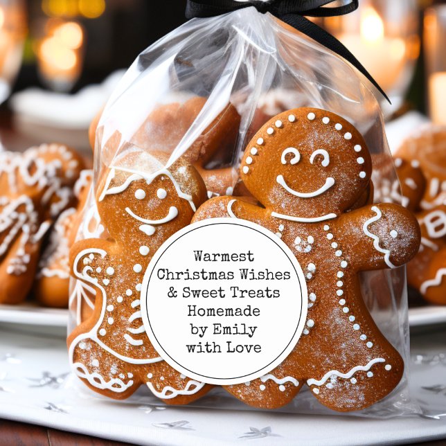 Christmas Wishes Sweet Treats by Name Favour Classic Round Sticker (for your homoemade treats)
