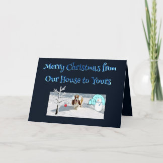 Christmas Wishes w/Beautiful Basset in the Snow Card