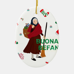 christmas Witch buona Befana Ceramic Tree Decoration